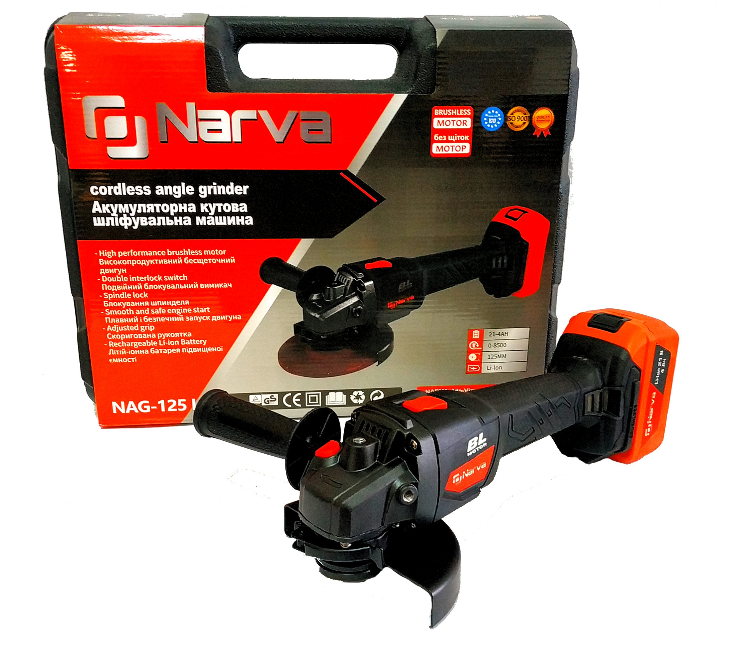 Аккумуляторная угловая шлифмашина NARVA NAG-125Li