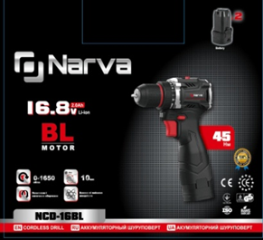 бесщеточный шуруповерт NARVA NCD 16 BL в кейсе