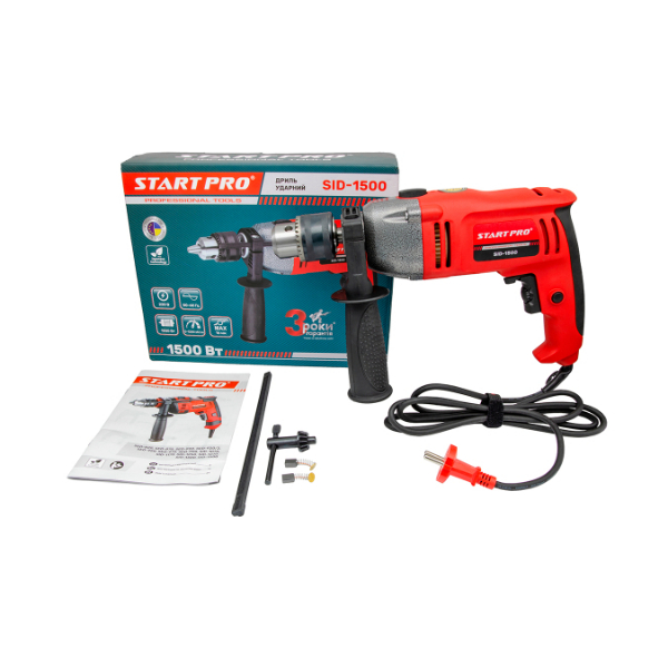Дрель ударная Start Pro SID-1500 — низкооборотистая дрель, патрон 16 мм